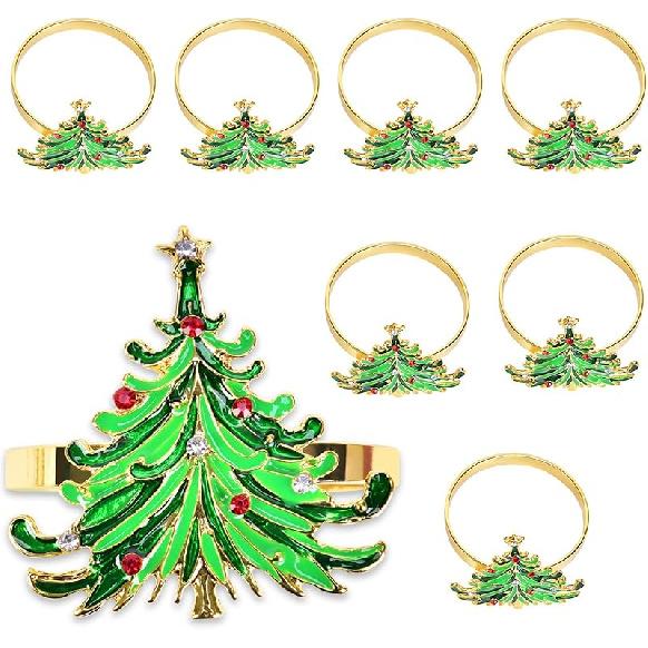 Christmas Santa Claus Napkin Rings Set of 8, Xmas Napkin Rings for Dining Table Setting, Dinner Tables Rings for Weddings, Family, Christmas,