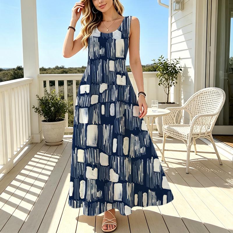 Women's Sleeveless Maxi Dress Minimalist Style,Comfy Fabric,Flowy Hem,Versatile for Daily Commute,Casual Outings & Beach Vacations
