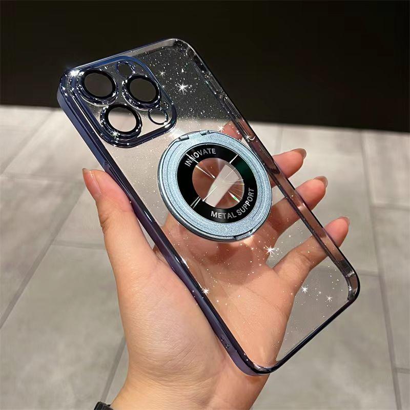 

Применимо к чехлу для телефона IPhone15promax Вращающаяся магнитная подставка, Apple 14 Гальванизированный ПК Блестящий 13 Apple 11