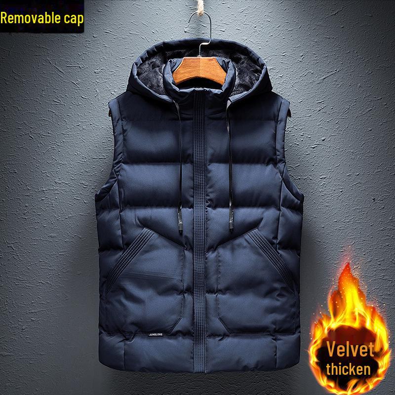 

Мужской пуховый жилет из хлопка в корейском стиле - весна, осень, зима, жилет, куртка 11801, L темно-синий