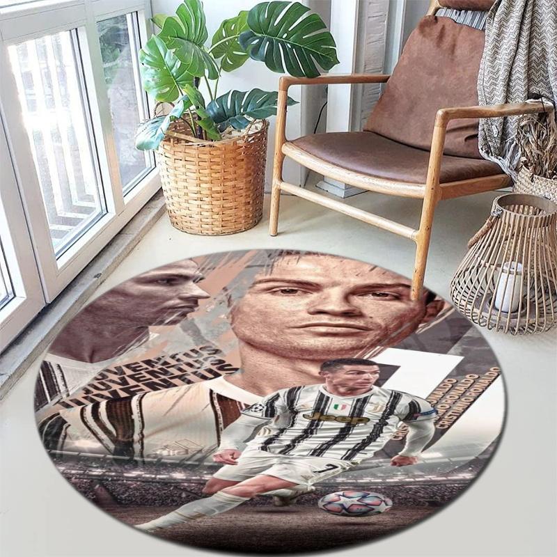 Former FC Barcelona player Cristiano Ronaldo plays for Al-Nassr FC round rug Home Soft Decorative Anti slip Table and Chair Carpet H18