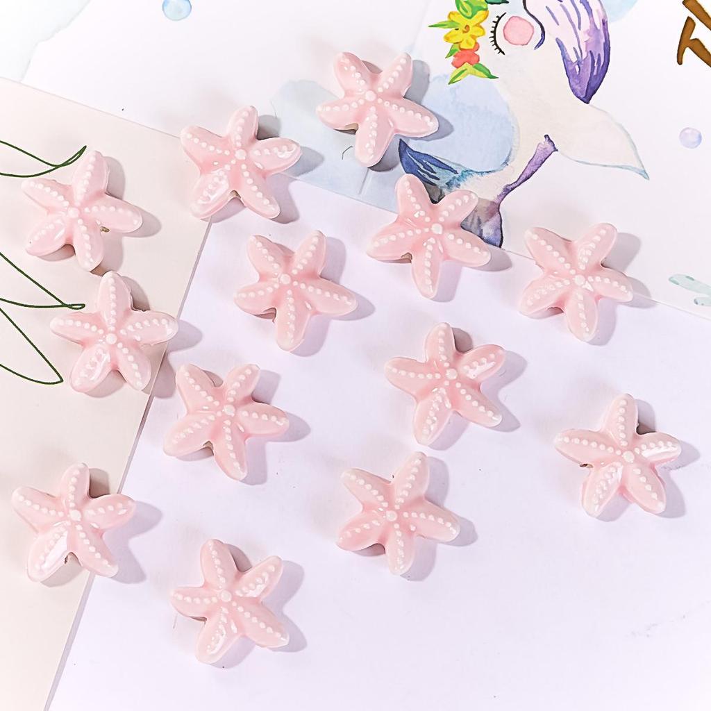 Perline in Ceramica Dipinta Tulipano e Farfalla Rosa Retrò per Braccialetti e Collane Fai da Te