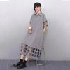 XITAO Hollow Out Patchwork Gauze Short Sleeve Dress GYX1621