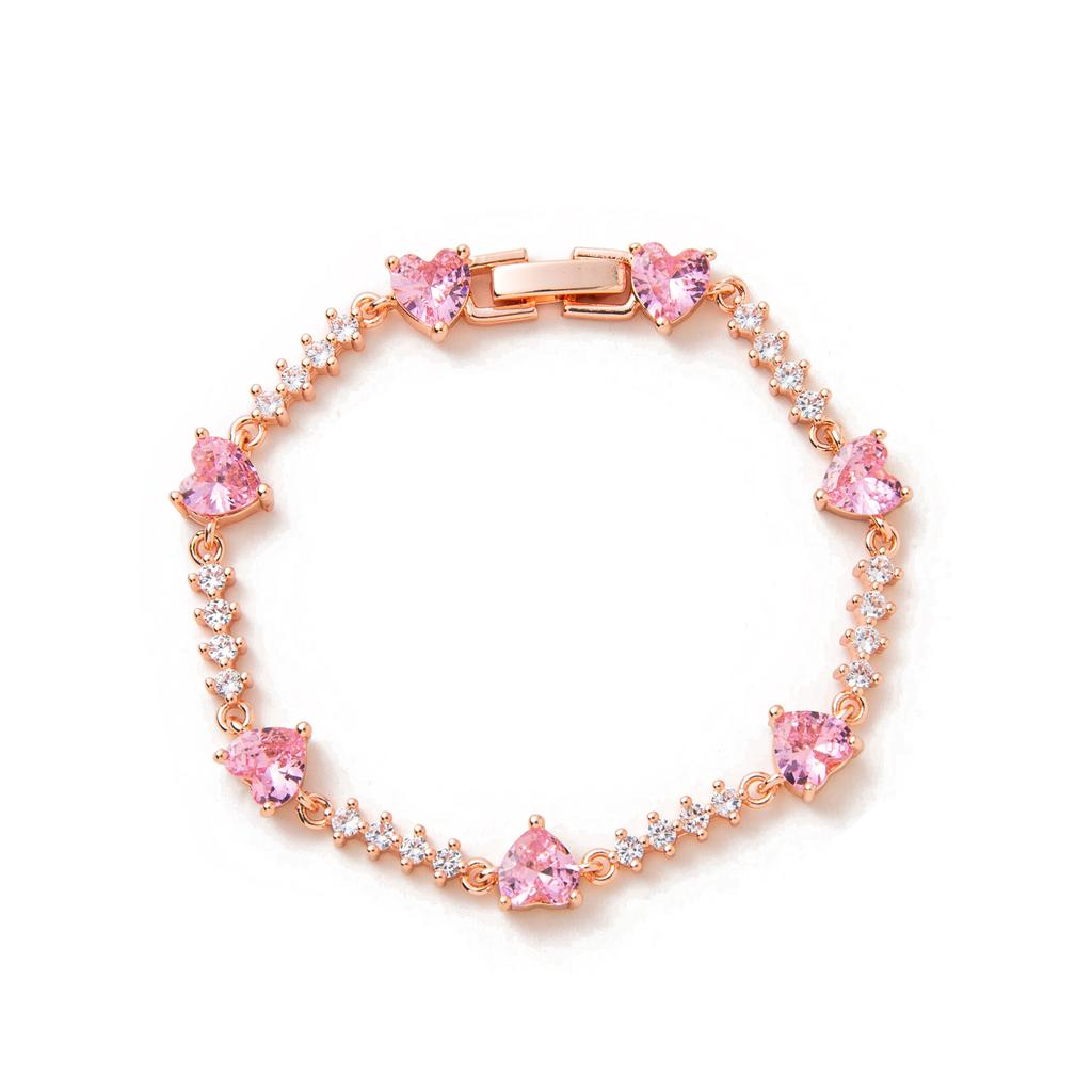 Ins Style Butterfly & Heart Diamond Bracelet, Gold Plated Trendy Jewelry for Women