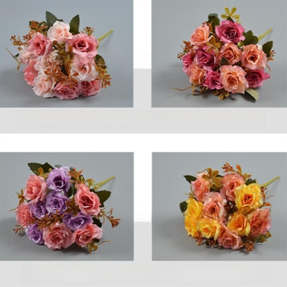 Realistic 10 Heads Artificial Rose Bouquet 32cm Silk Western-Style Floral Decor Artificial Flowers Home Decor
