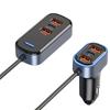 65W Multi USB Car Charger Car Phone Charging Adapter PD3.0 QC3.0 Car Charger for Multiple Devices 12-24V USB Car Charger