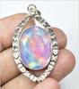 Ciondolo Fatto a Mano Ovale in Argento Sterling 925 con Opale Fuoco Aurora da 46 Carati Certificato Regalo per Donna