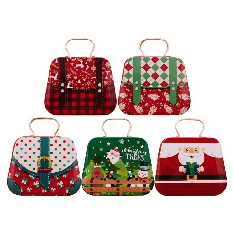 5Pcs Multipurpose Christmas Tin Case Versatile Christmas Tin Storage Box with Handle for Home Office School Use