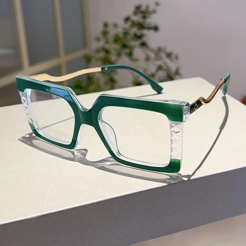 Vintage Big Frame Anti Blue Light Square Glasses Women Luxury Brand Designer Trendy Optical Frames Sexy Lady