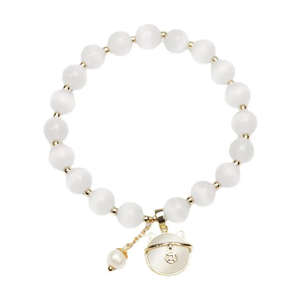 

Дизайн браслета из камня кошачий глаз выполнен в стиле легкой роскоши, изысканный, простой и модный кристальный браслет с котенком.