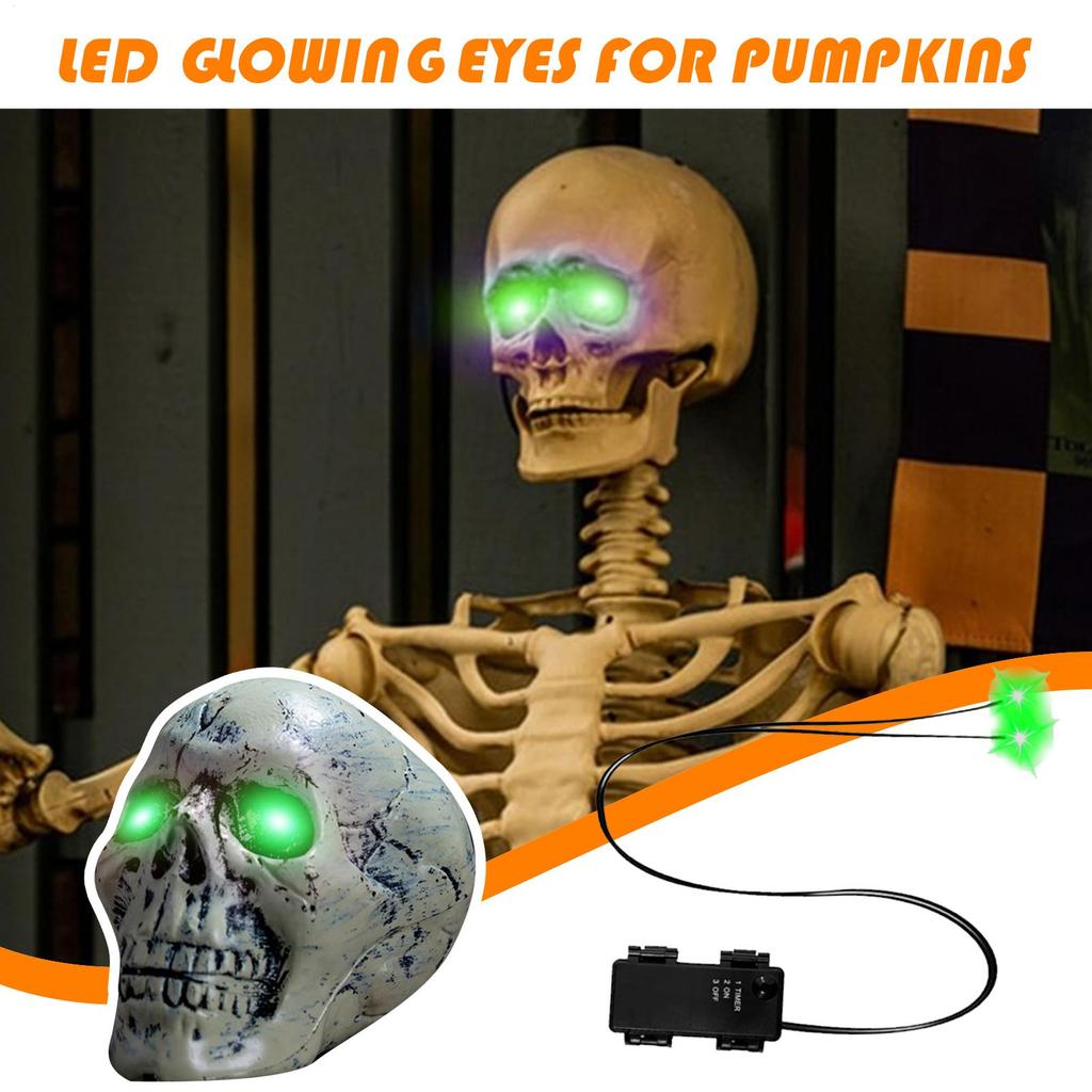 Glowing Eyes Halloween Decor with Timer LED Light Up Energy-Efficient Props Smart Timer for Skulls Masks Party Decorations