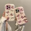 Plush Love Butterfly Mobile Phone Case for Apple 16PROMAX Lens Holder 14 Fine Holes 12 Girl Winter 11