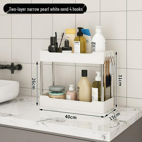 Rolling Bathroom Vanity Storage Rack - Multi-Layer Plastic Organizer for Crevice Spaces