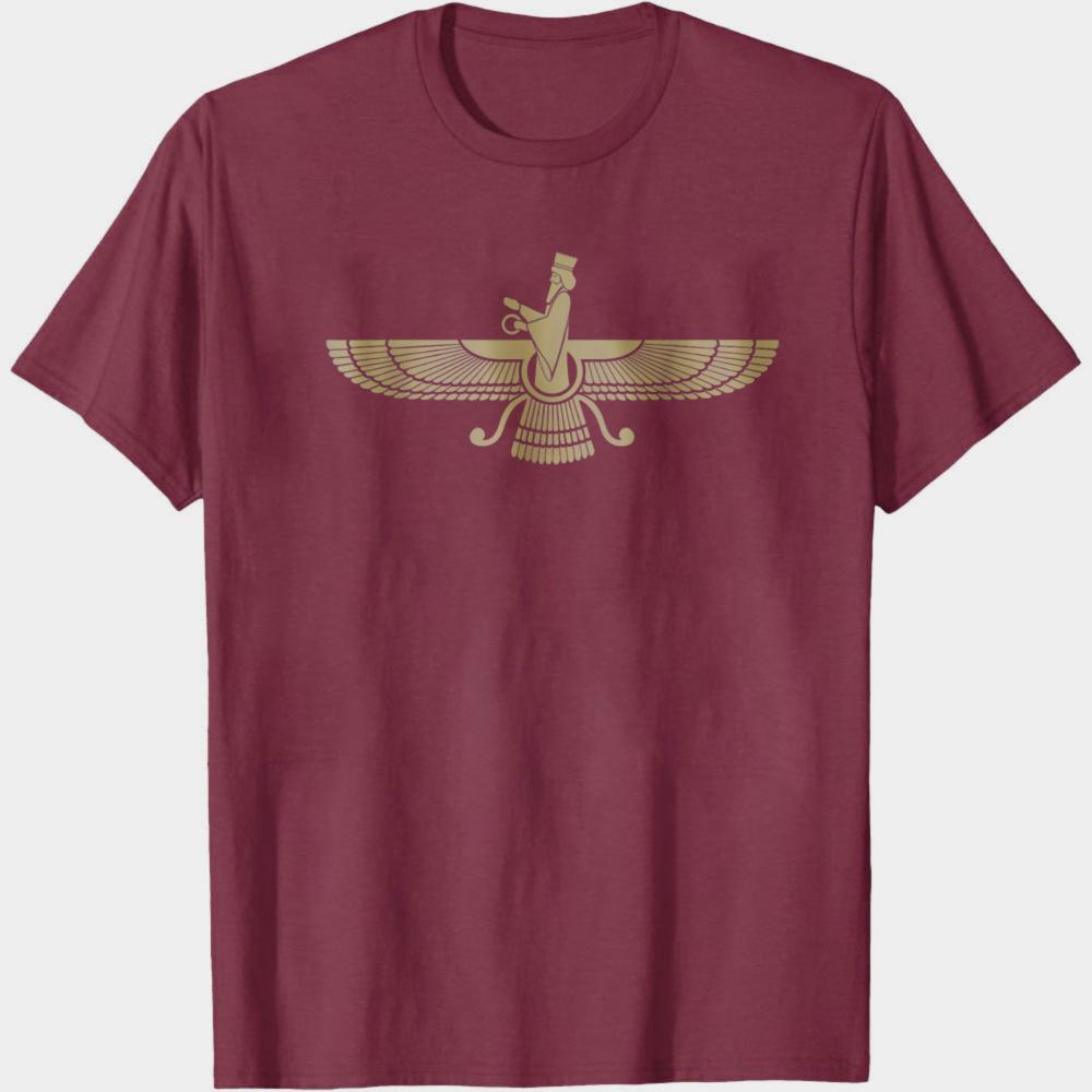 Egyptian Symbol Men's T-Shirt Faravahar Ancient Persian Design Casual Wear Summer Fashion Round Neck Clothes