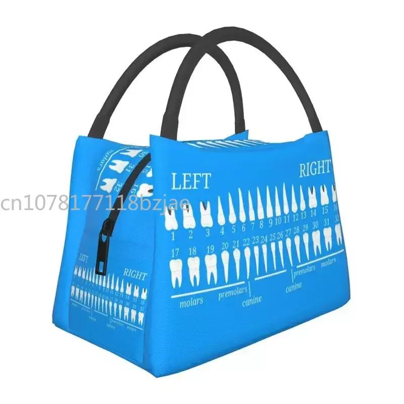 Teeth And Braces Insulated Lunch Tote Bag for Women Tooth Resuable Cooler Thermal Bento Box Work Travel Lunchbag