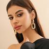 Punk Metal Double Oval Hoop Earrings for Women Girls Retro Gothic Gold Color Thick Round Geometric  Earrings Party Jewelry