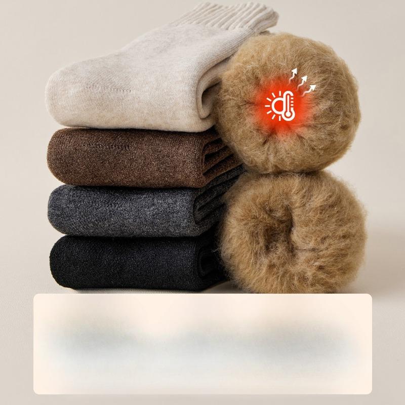 Thick Cashmere Socks, Men's Autumn and Winter Mid-calf Socks, Fleece Cold-proof and Warm Wool Socks, Super Thick Long Socks