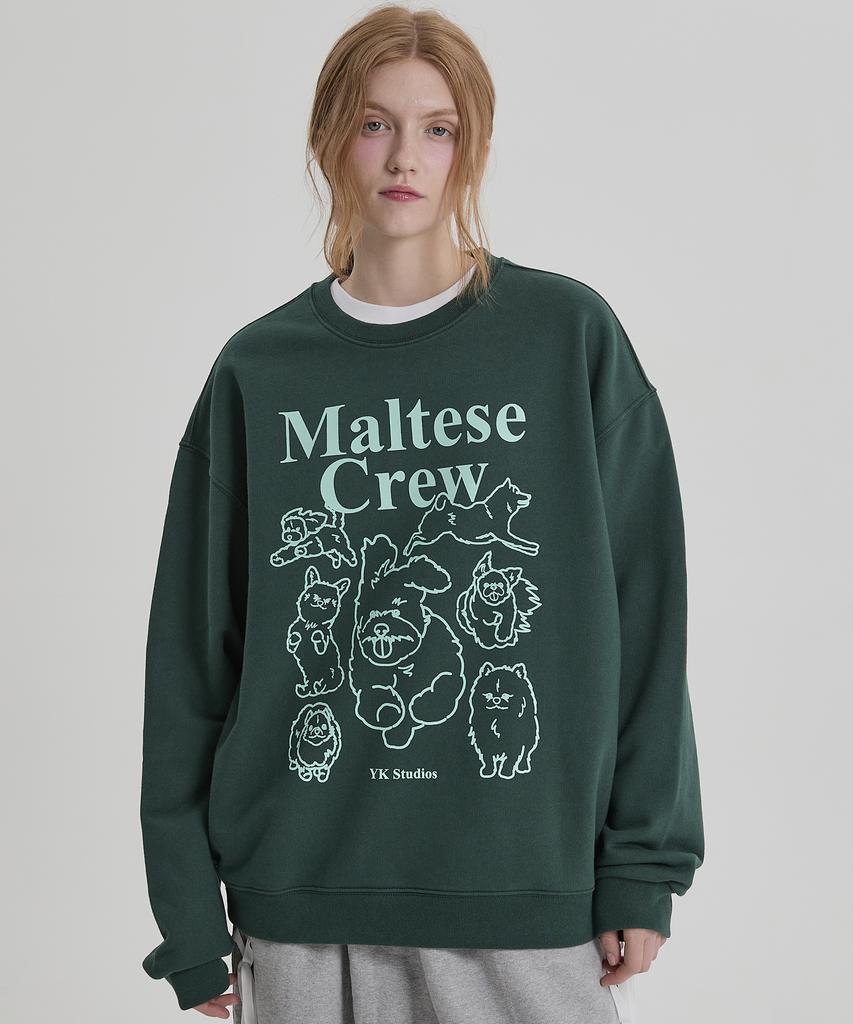 WAIKEI Maltese Crew Line Graphic Sweatshirt Green