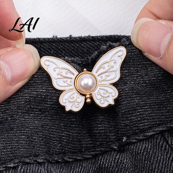 Butterfly Shape Button Pin Waist Tightener Pins No-Sew Pants Tighteners Removable Jeans Reducer Pins for Loose Skirts Dresses Stylish