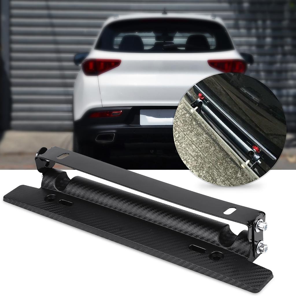 Car License Plate Holder Carbon Frame Mount with 180 Degrees Angle Adjustment for Most Cars Front or Rear Installation