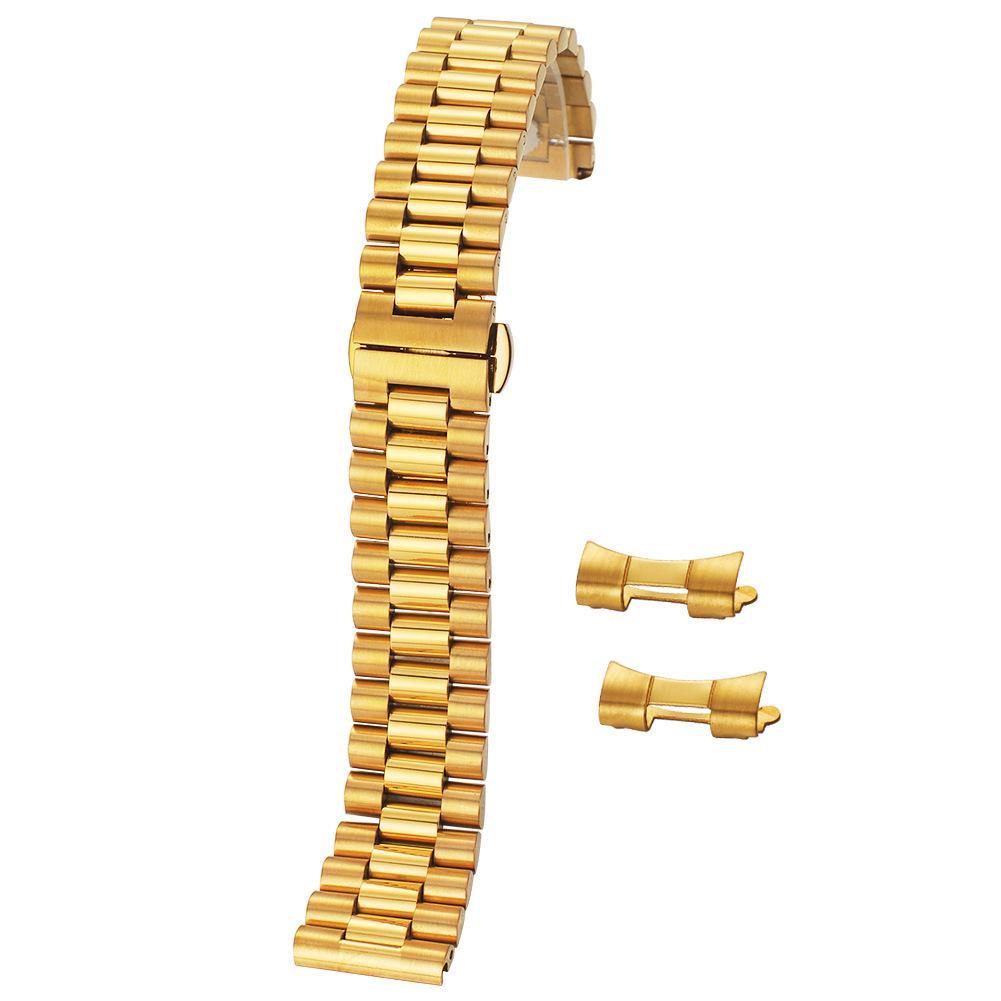 Correa de Reloj Sólida de Acero Inoxidable 316 de Tres Eslabones con Cierre de Mariposa (18-22 mm)