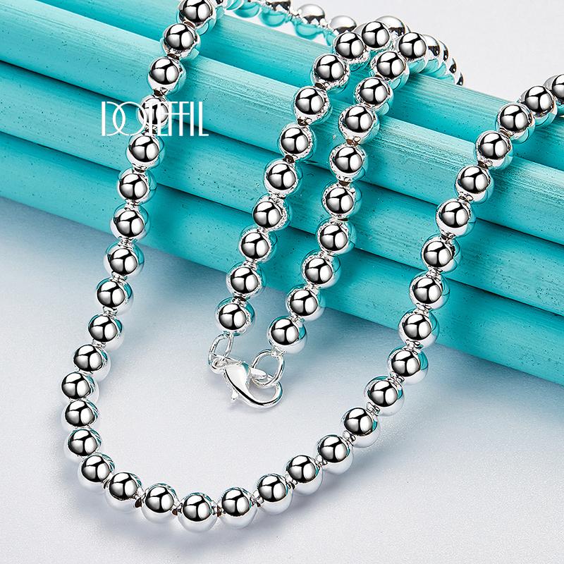 Classic 6mm Bead Chain Silver Necklace Party Gift Charm Jewelry