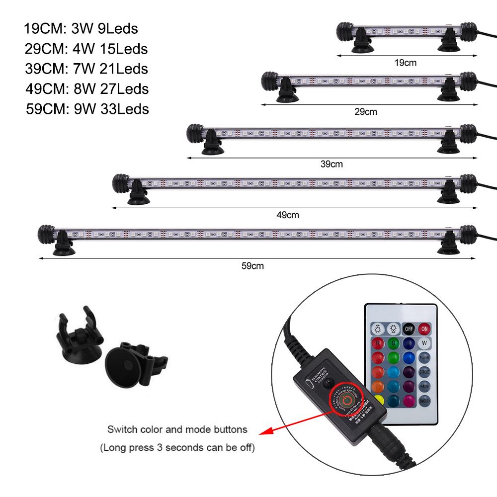 12V RGB Aquarium Light with Remote Waterproof Underwater Diving Lamp Fish Tank Light for Plant Essential Amphibious Use EU US UK