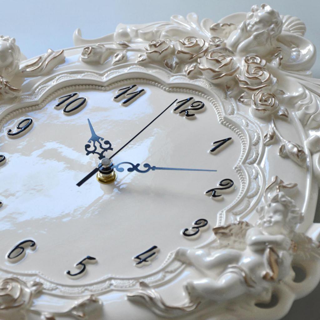 Contemporary European Wall Clock with Exquisite Resin Angel Sculptures for Home Décor