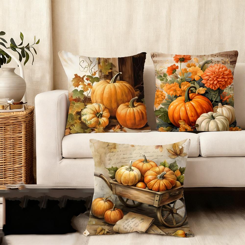 Pumpkin Hot Cushion Cover Plush Fabric Soft DoubleSided Printed Sofa Warm Winter Home Child Gift Pillow Case