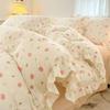 Ins Strawberry Bedding Set Spring Summer Soft Ruffles Princess Floral Duvet Cover No Filler Pillowcase Bed Sheet Quilt Cover