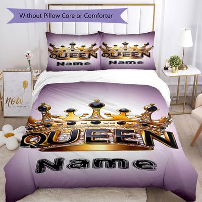 Queen Customize Your Name Bedding Set Breathable Duvet Cover With Pillowcases Decorative Bed Linen For Bedroom Home Decoration Birthday Gift