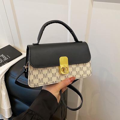 Buchstaben-Tasche Damen neue trendige beliebte vielseitige Umhängetasche Kontrastfarbe einzelne Schulter Unterarm kleine quadratische Tasche