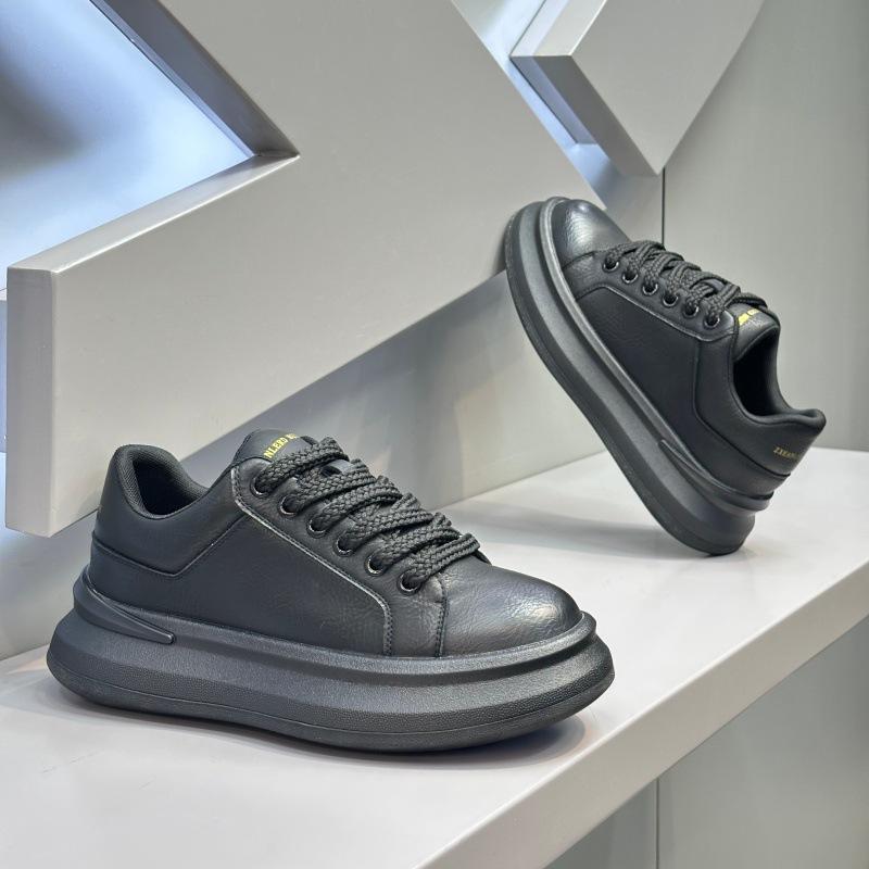 Winter velvet warm thick-soled casual leather lace-up casual shoes comfortable super fire dad shoes ok