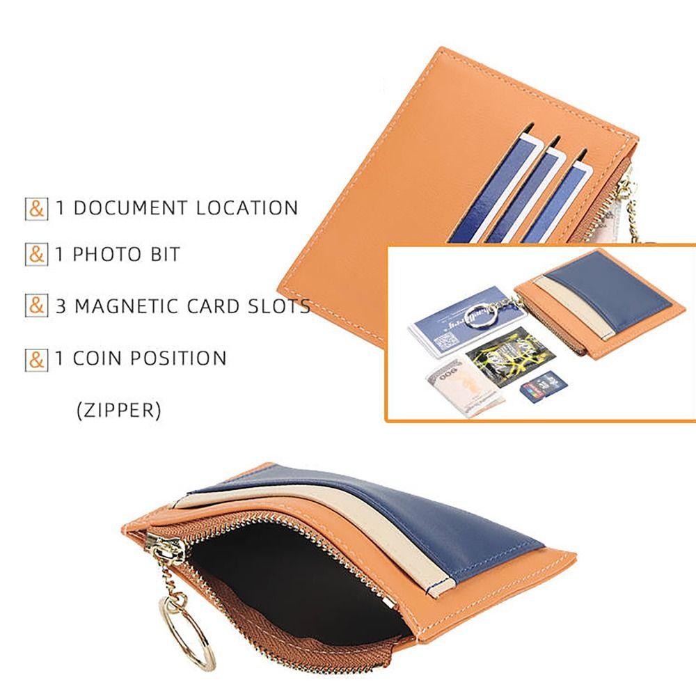 Light PU Leather Money Coin Purse Ultra-thin Wear-resistant Credit Card Holoder with Key Ring Wallet Money Bag Male Female