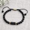 Tourmaline Obsidian Black Lucky Stone Bracelet On a String, Adjustable