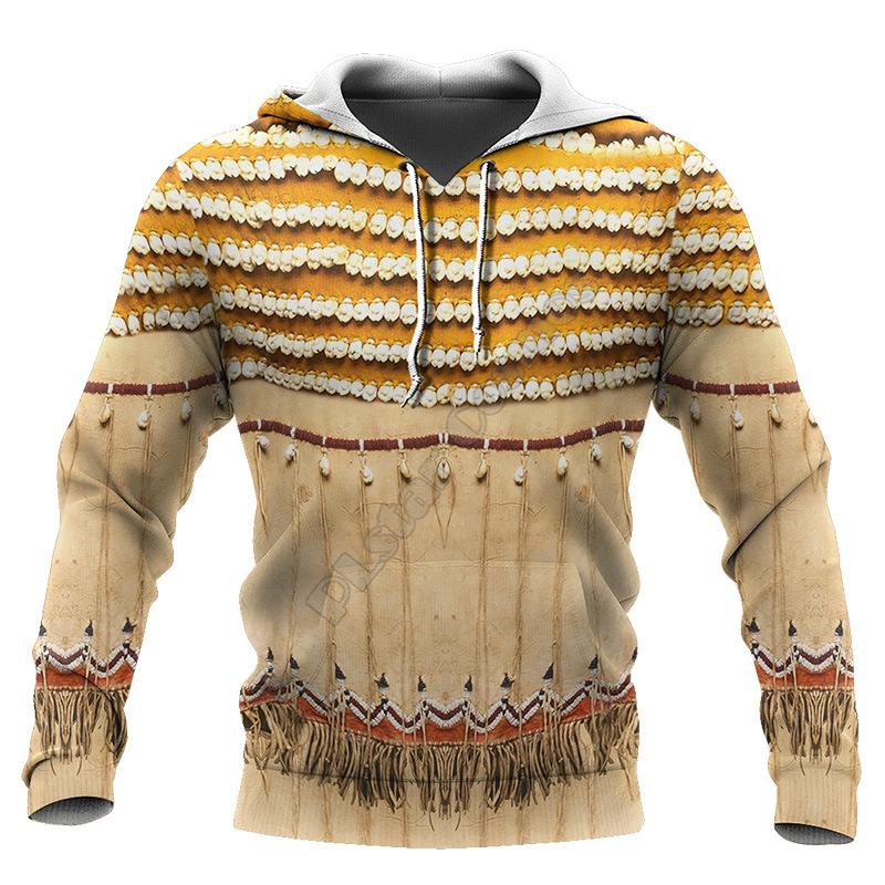 Spring Men's Hooded Sweatshirt Personality 3D Digital Indian Printed Long-sleeved Top