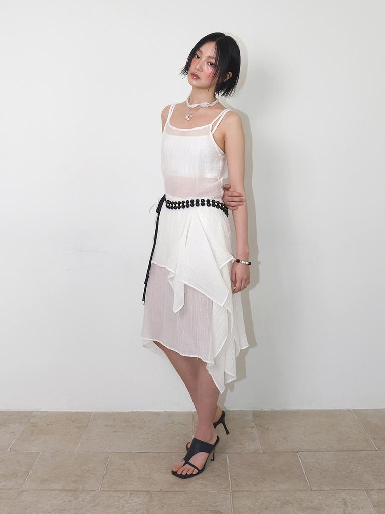 Minderly Sheer Asymmetric Wrinkle Skirt - Ivory