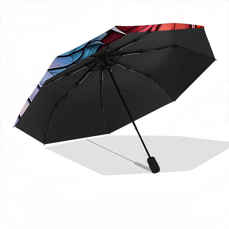 1pc Dragon StainedGlass Compact Travel Umbrella, Automatic Folding Lightweight Windproof 8-Bone Reinforced Design, Portable for Backpack Dur