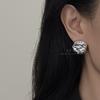 Irregularly Pleated Lava Metal Stud Earrings Silver Bump Texture Niche Cold Wind Earrings Daily Versatile Earrings