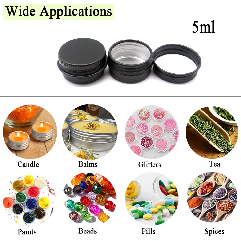 Wopanxye 30 Pack 5ml Black Aluminum Can Cream Case Cream Container Cosmetic Divided Container Ointment Container Cream Lotion Nail Tea Refillable