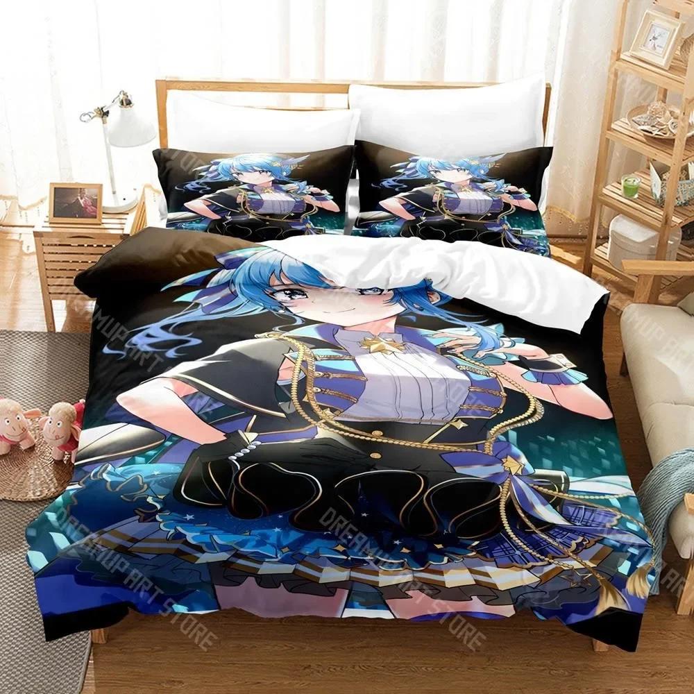 

3D Print Hoshimachi Suisei Bedding Set Single Twin Full Queen King Size Bed Set Aldult Kid Bedroom Duvetcover Sets 3D Anime EU Single 90x200cm