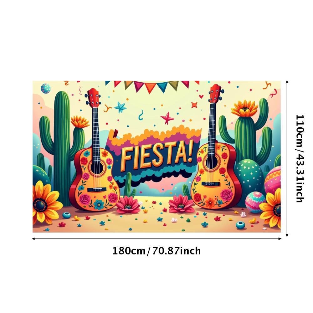 Fiesta Party Banner Vibrant Mexican Cactus Floral Festive Event Backdrop Celebration Decorations Photography Background Props