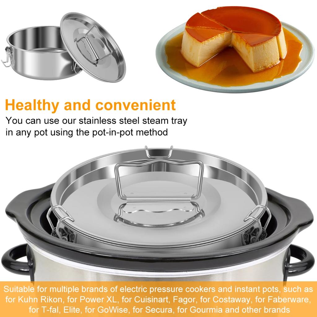 Flan Pan Mold Round Cake Baking Flan Maker 1.5QT Flan Mold Set Stainless Steel Cheesecake Pans for Chocolate Kitchen Supplies