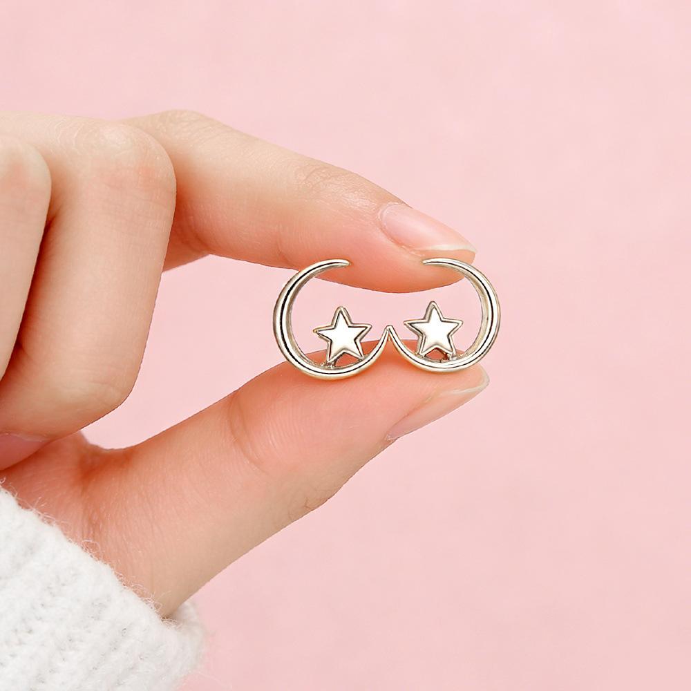 Xingyue Student Earrings Female, Metal Sense Simple Star Moon Earrings, Xingyue Tonghui Daily Earrings