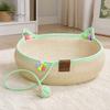 Cozy Cat Bed for All Seasons Handwoven Cotton Rope Bed, Scratchable Indoor Sleeping Basket, Breathable Woven with Pad Round Pet House Cats Kittens And