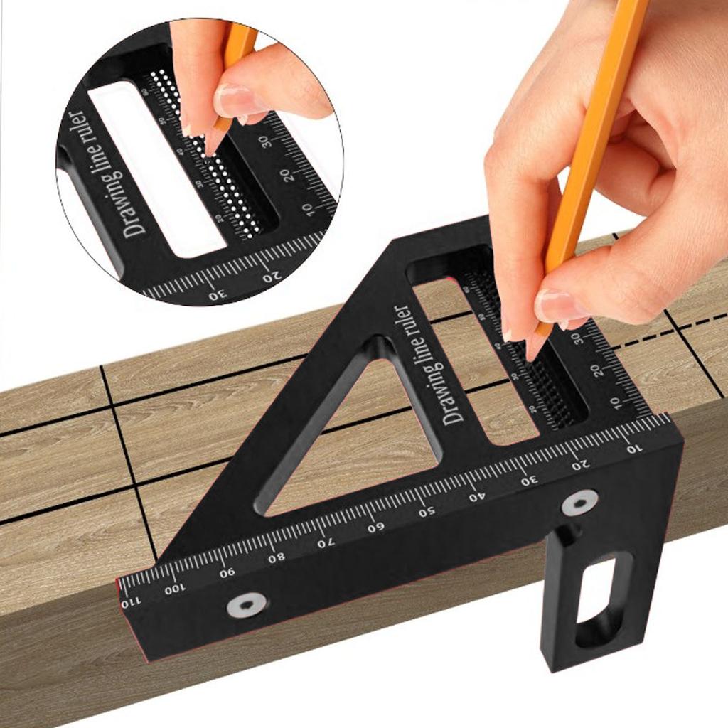 3D Multi Angle Msuring Ruler 45 90 Degree Aluminum Alloy Woodworking   Protractor Miter