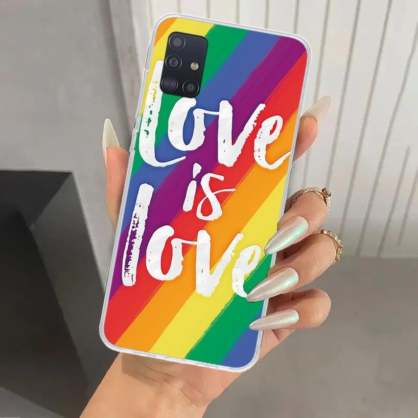 Love Is Love LGBT Rainbow Phone Case for Samsung Galaxy A52 A32 A22 A12 A02S A50S A30S A10S Note 20 Ultra 10 Plus S10 A31 A20 A7