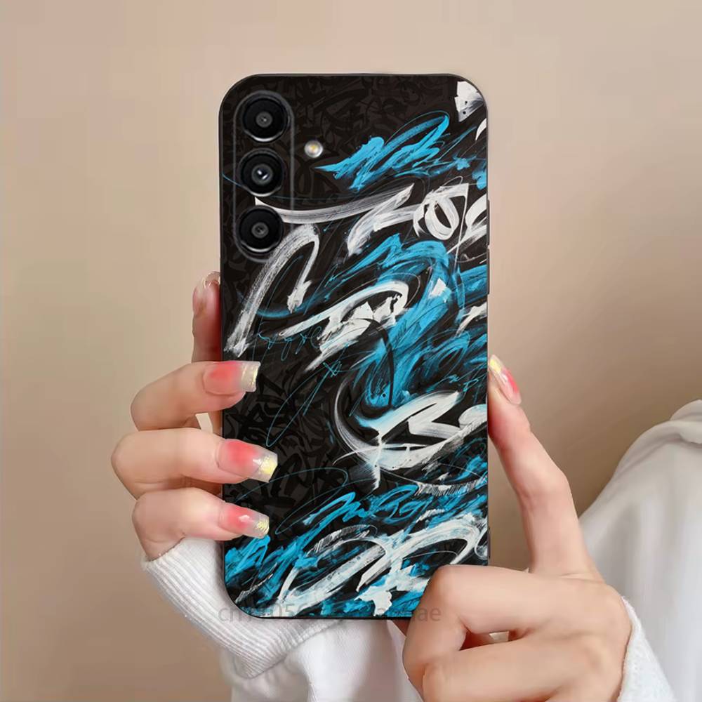 Graffiti Phone Case For Samsung S25,24,23,22,21,S20,Ultra,Plus,FE Black Soft Cover
