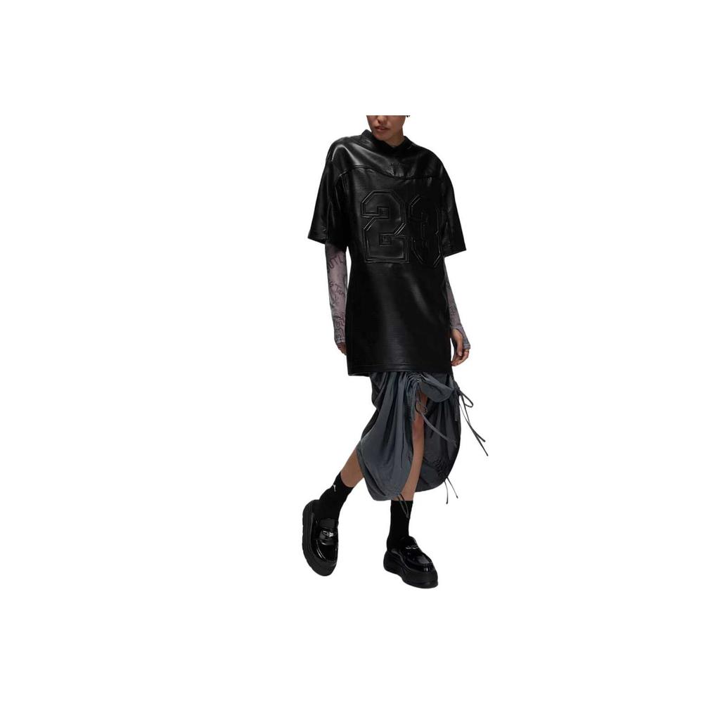 Jordan Solid Color Leather Pullover Short Sleeve Dress Women dresses HQ9185-010