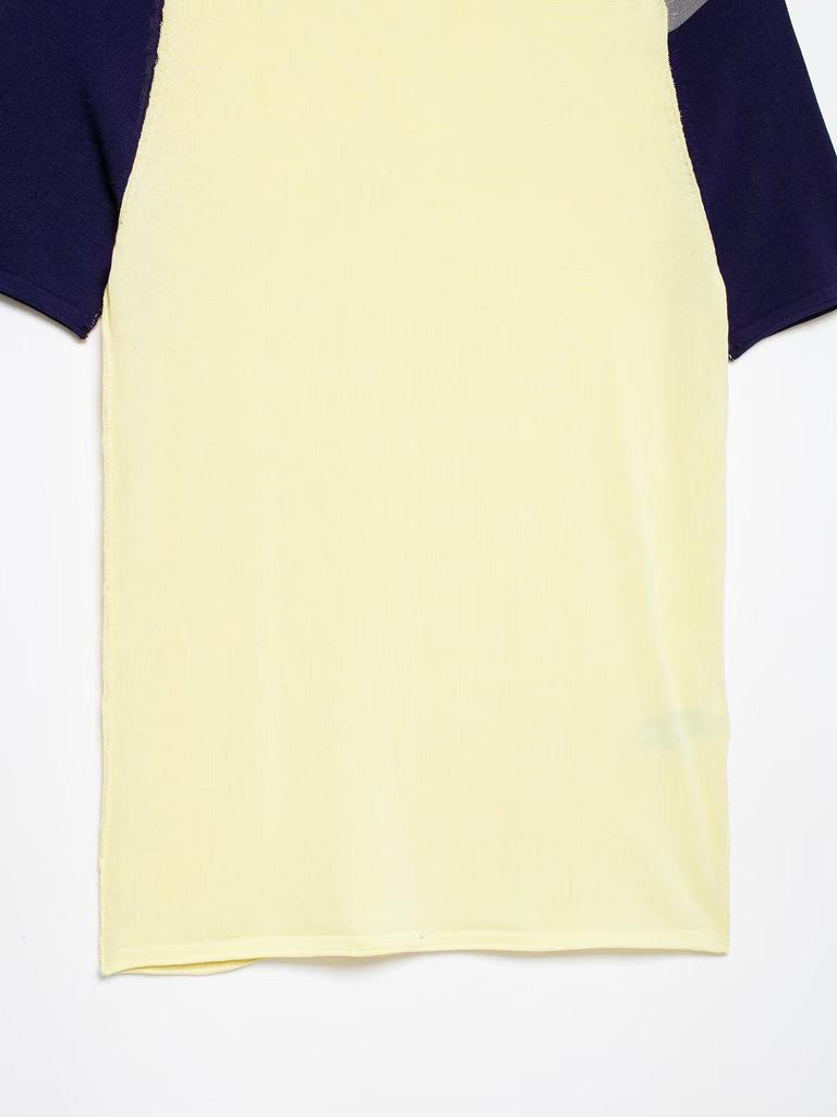 2026 Spring New Arrival: Women's European & American Style Color Block Knit Short Sleeve Top